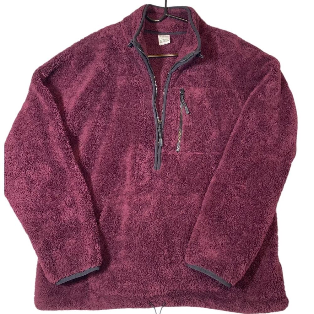 PINK Victoria's Secret Sherpa Wine Fleece Quarter Zip Pullover Size Large Top